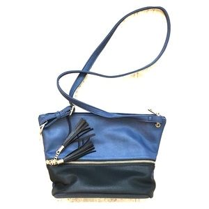 Vegan leather blue & black crossbody purse NWT
